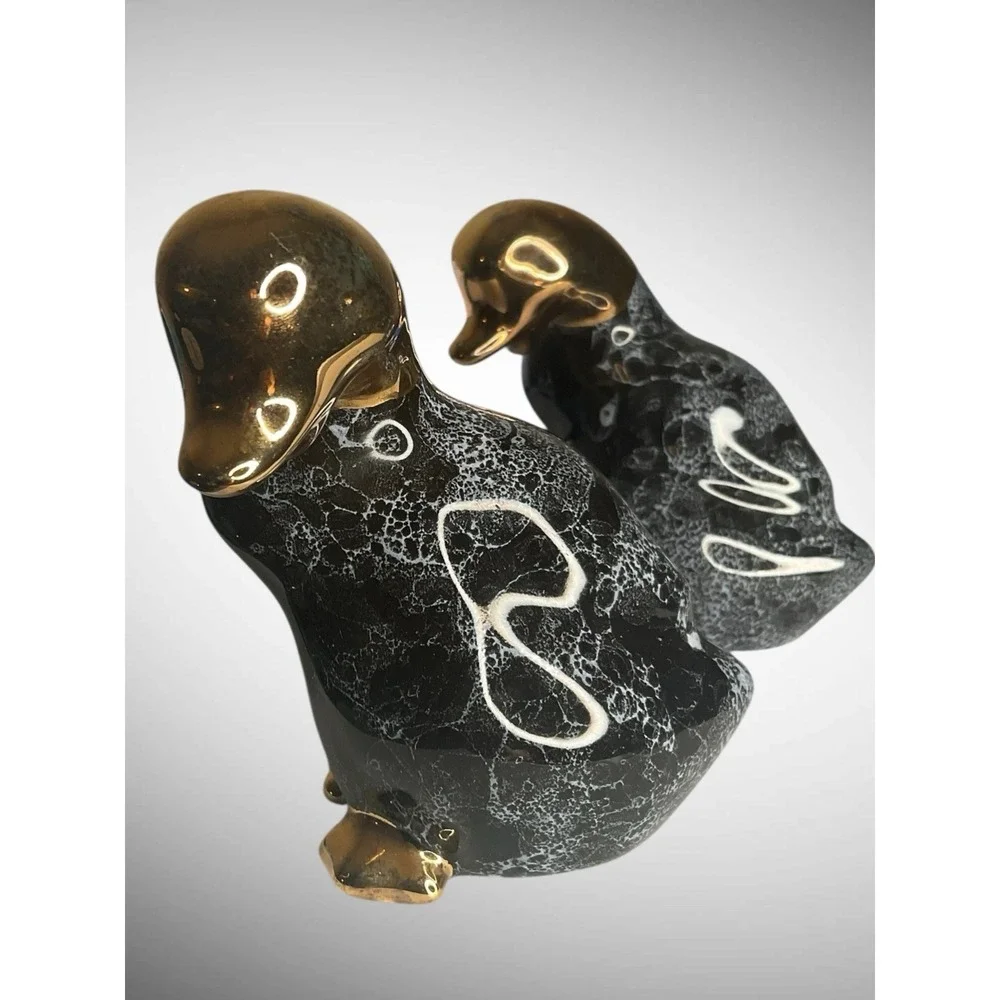 Vintage 1987 Enesco Pair Of‎ Ducks geese Ceramic Figurines Set Of 2 Minimalistic